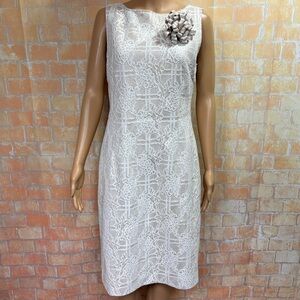 Alex Marie Floral Lace Sheath Dress With‎ Flower Pin